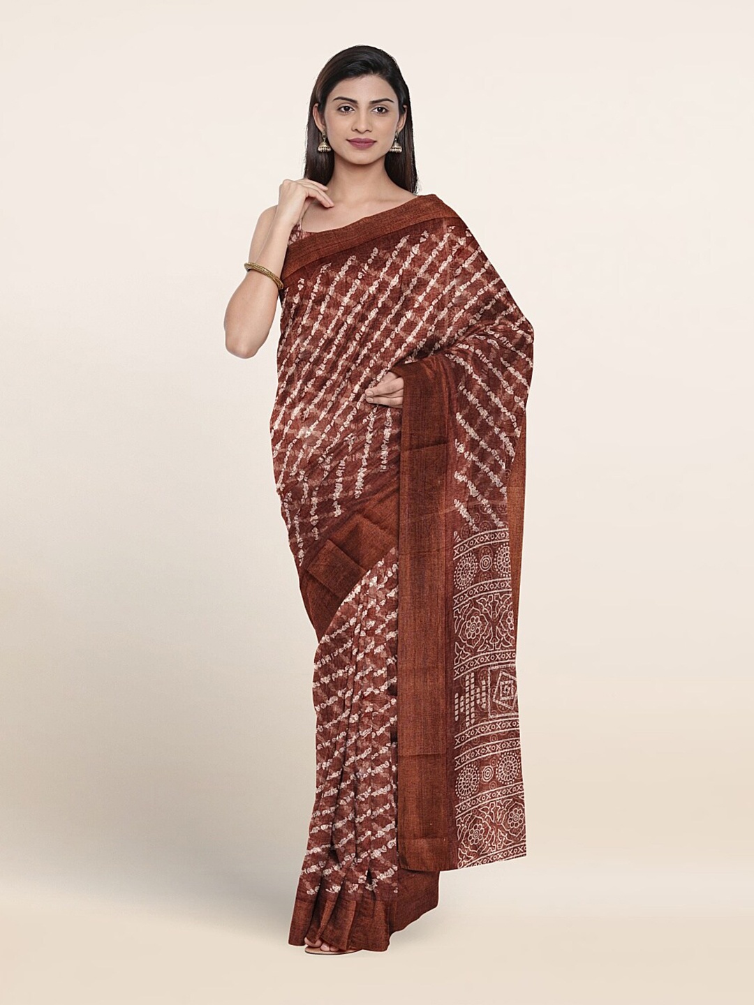 

Pothys Abstract Printed Saree, Rust