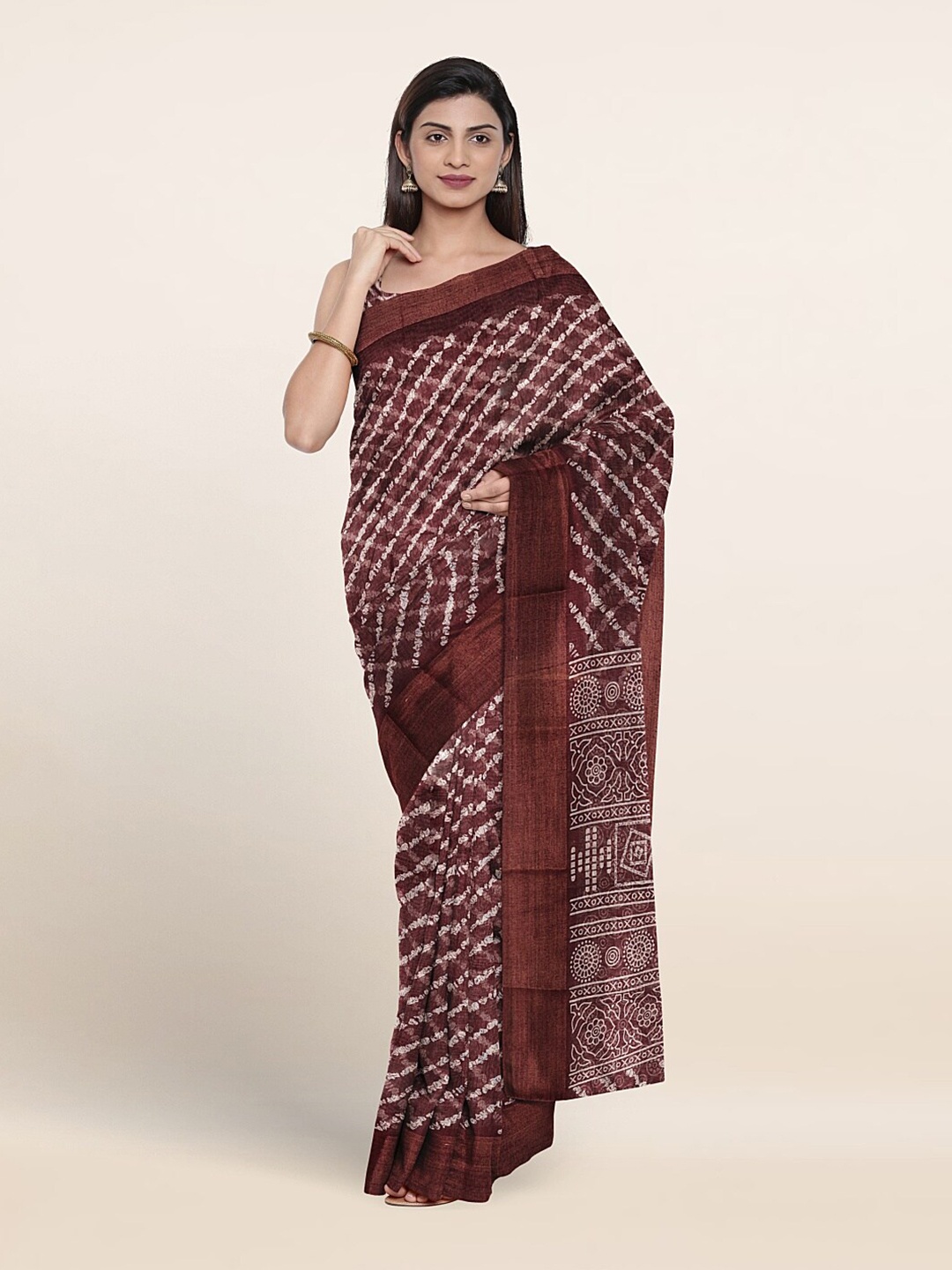 

Pothys Geometric Printed Saree, Purple