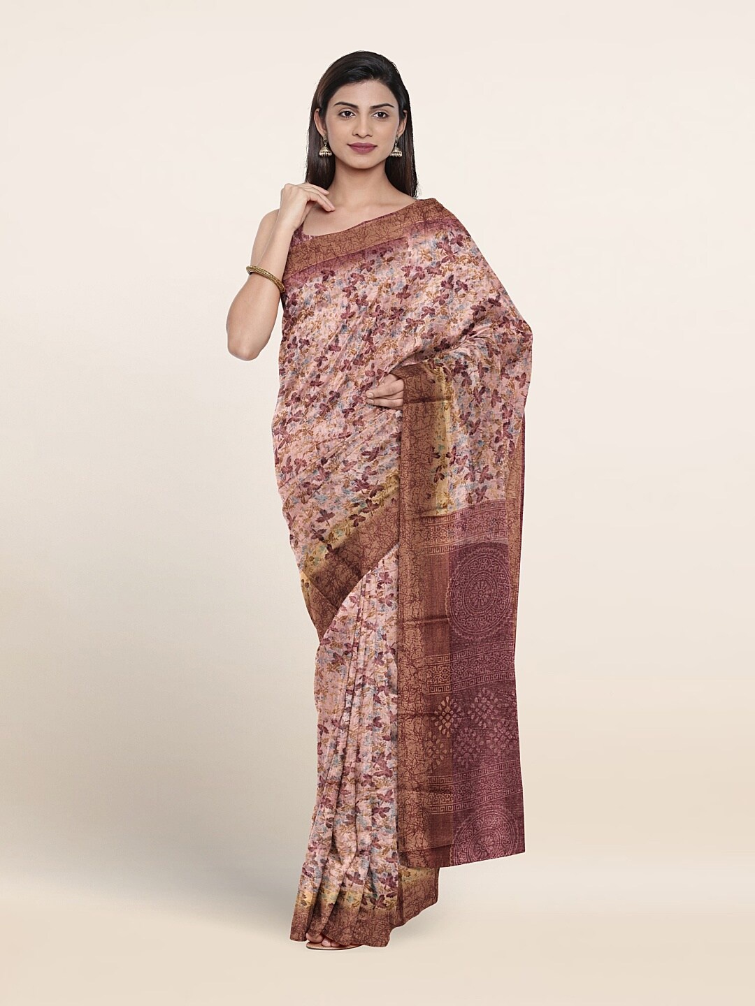 

Pothys Ethnic Motifs Printed Saree, Purple