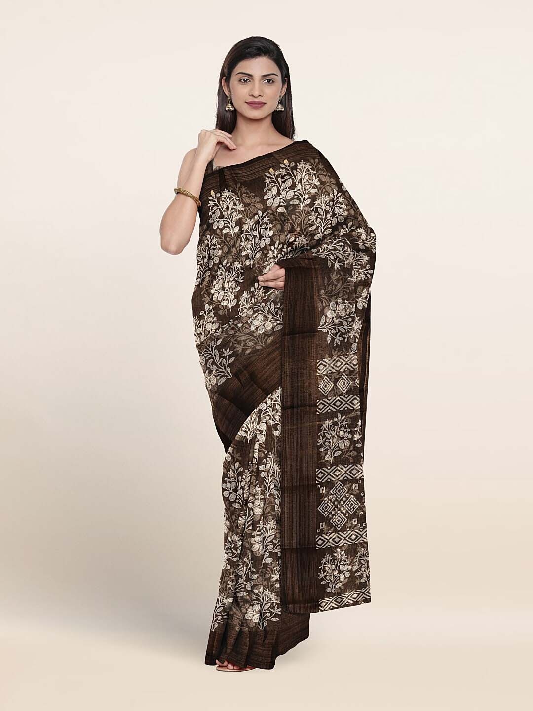 

Pothys Floral Printed Saree, Brown
