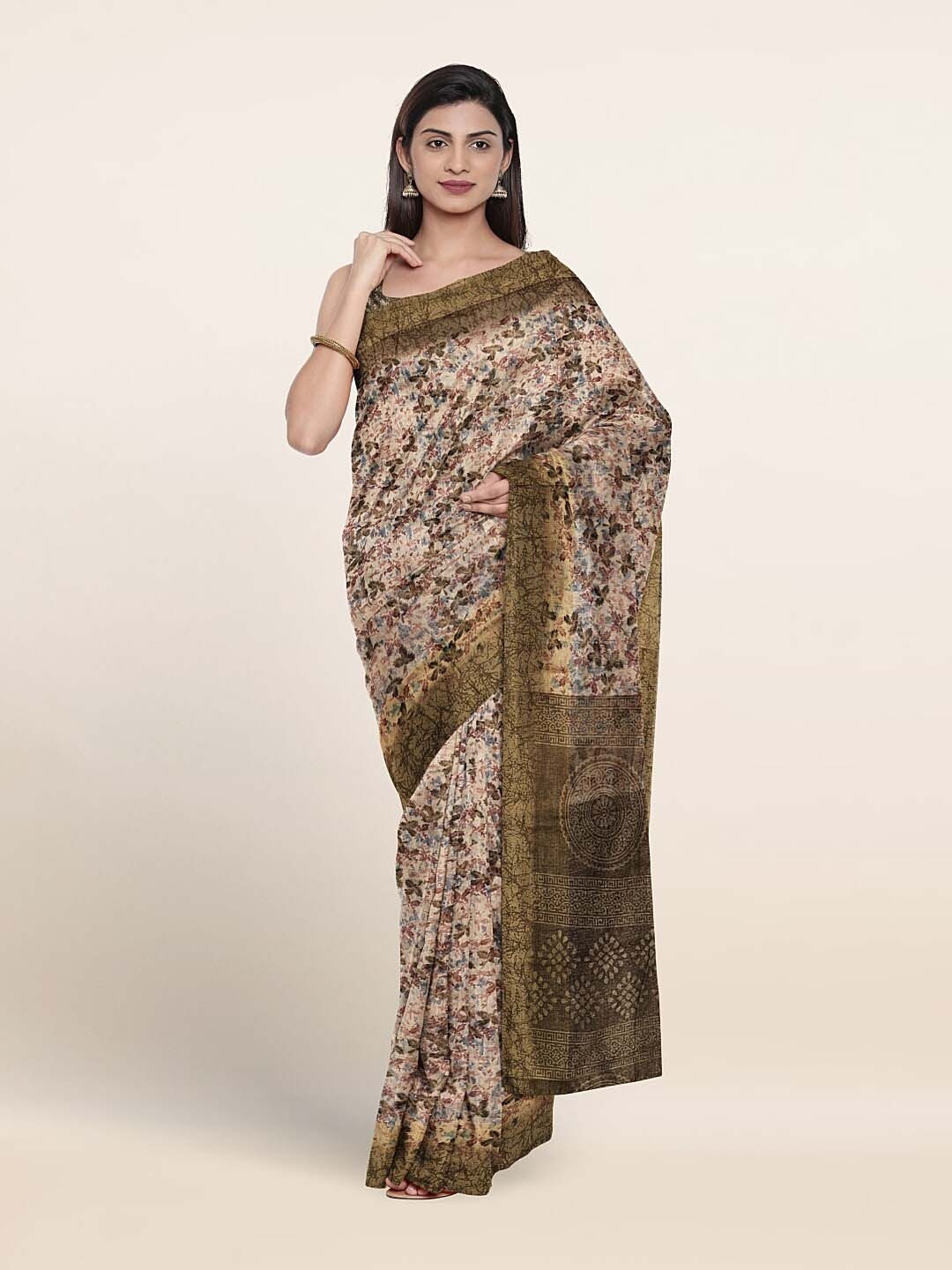 

Pothys Floral Printed Saree, Brown