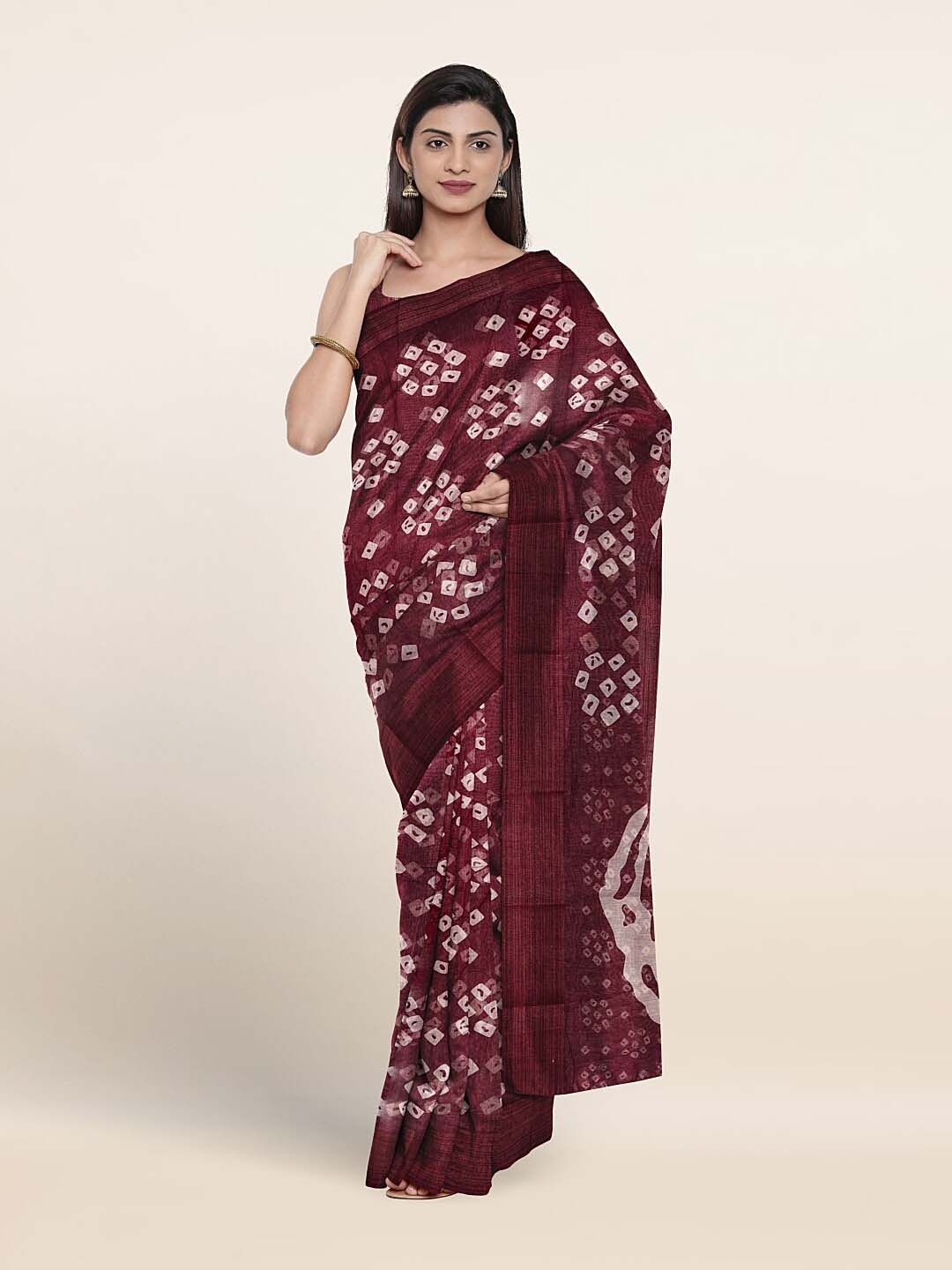 

Pothys Geometric Printed Zari Saree, Purple