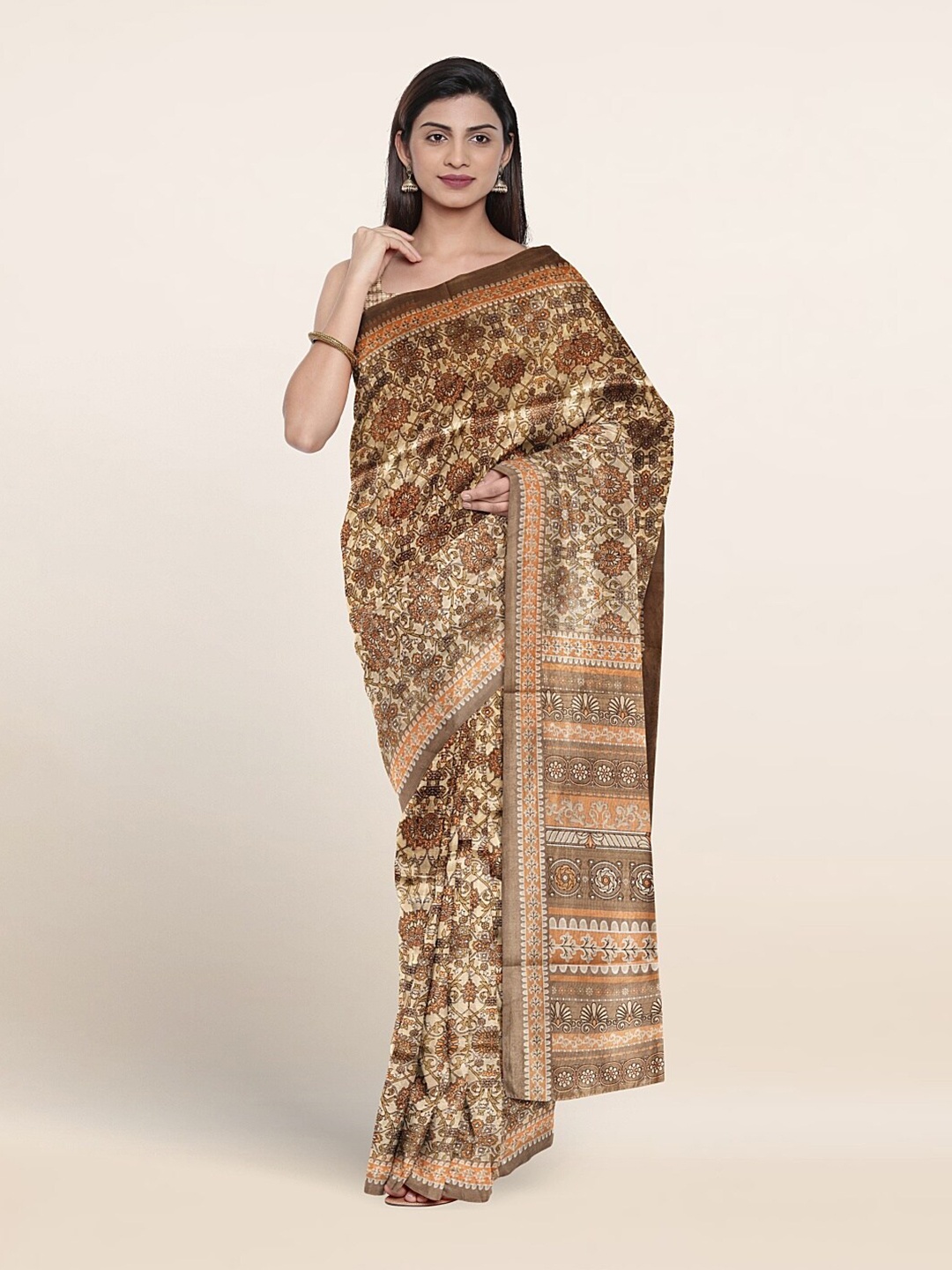 

Pothys Ethnic Motifs Printed Saree, Cream