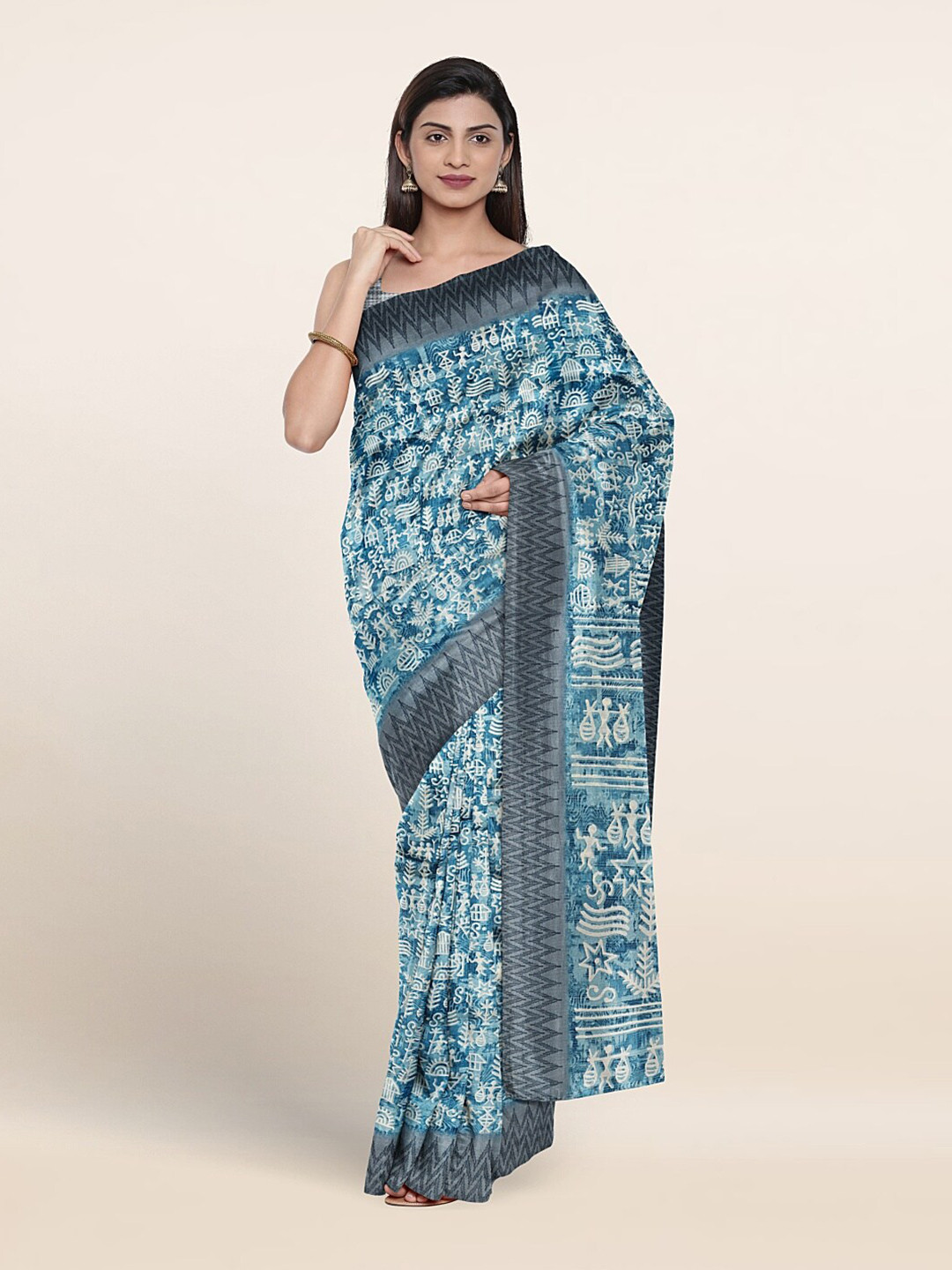 

Pothys Ethnic Motifs Printed Saree, Blue
