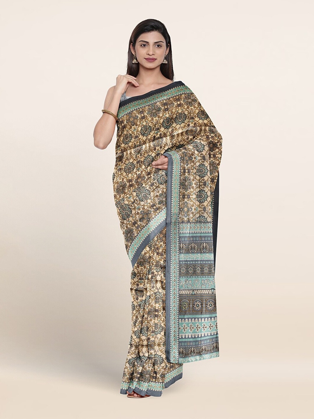 

Pothys Ethnic Motifs Printed Saree, Cream