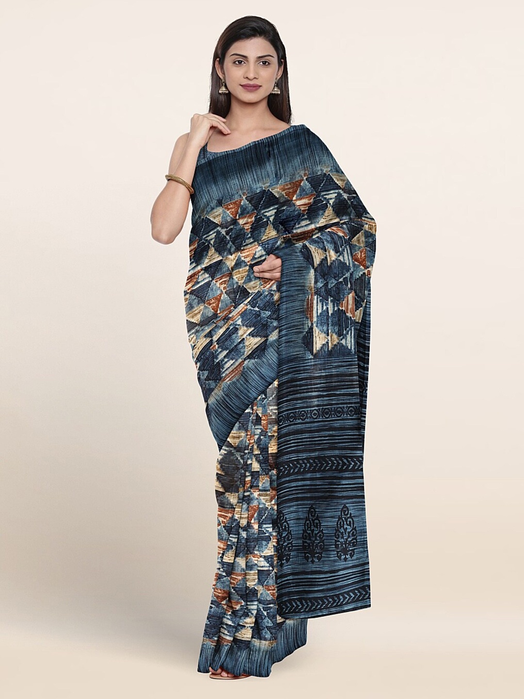 

Pothys Geometric Printed Saree, Blue