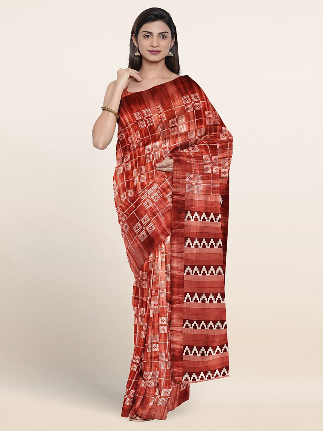 

Pothys Geometric Printed Saree, Mauve