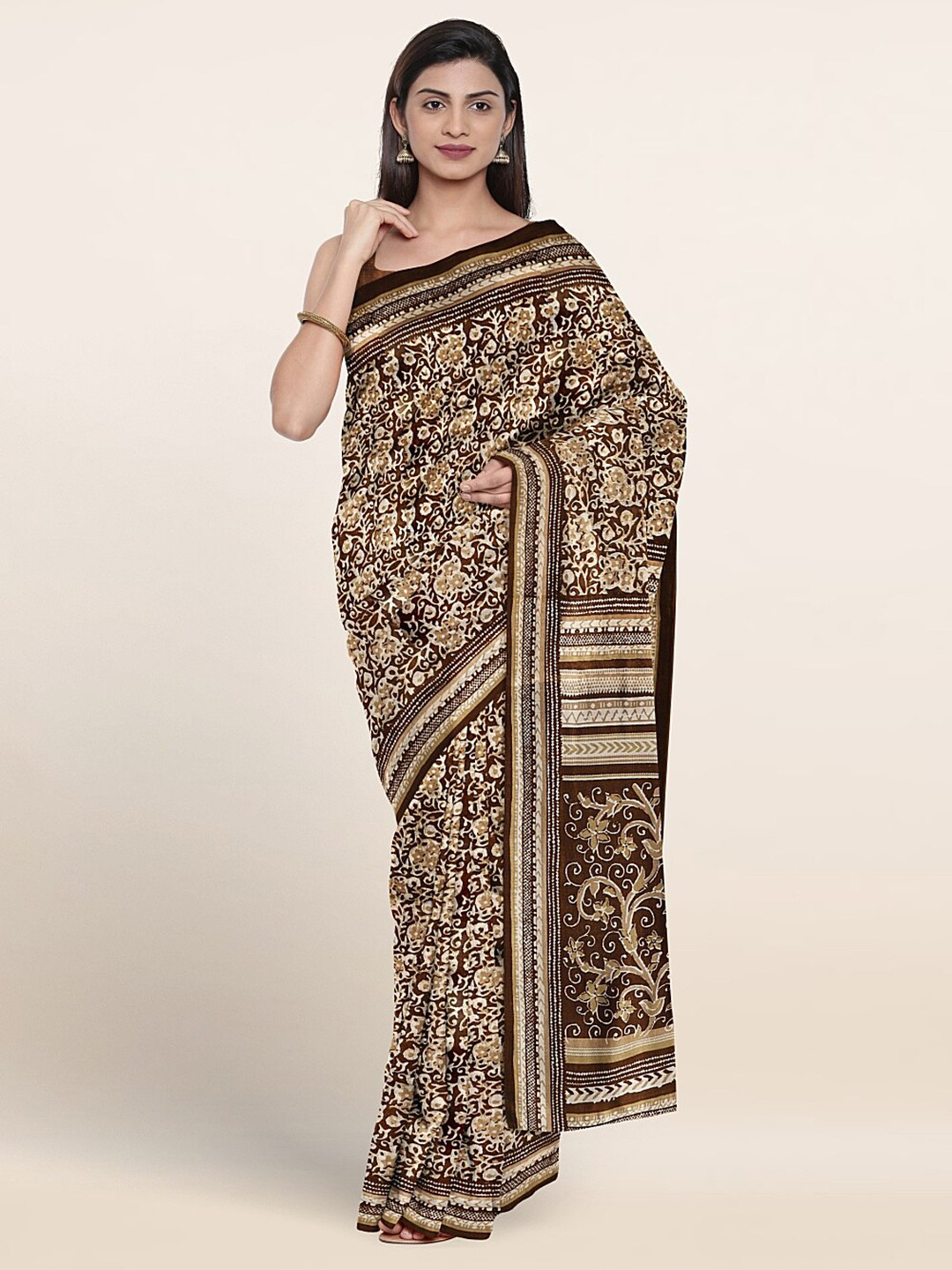 

Pothys Ethnic Motifs Printed Saree, Brown