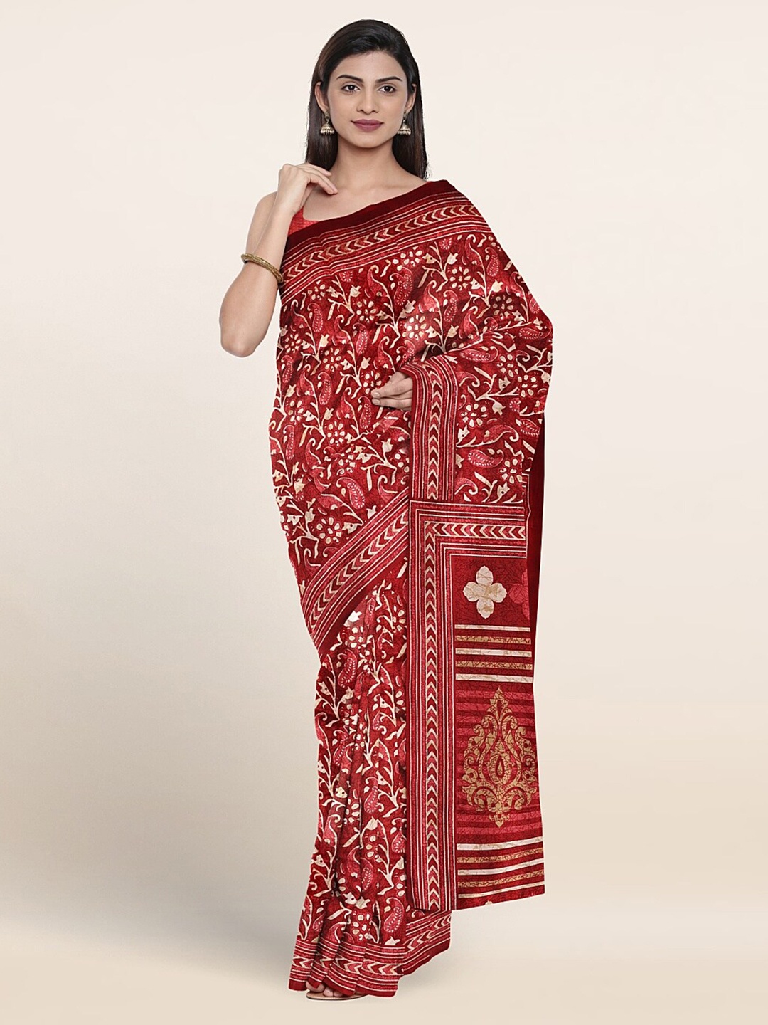 

Pothys Paisley Printed Saree, Red