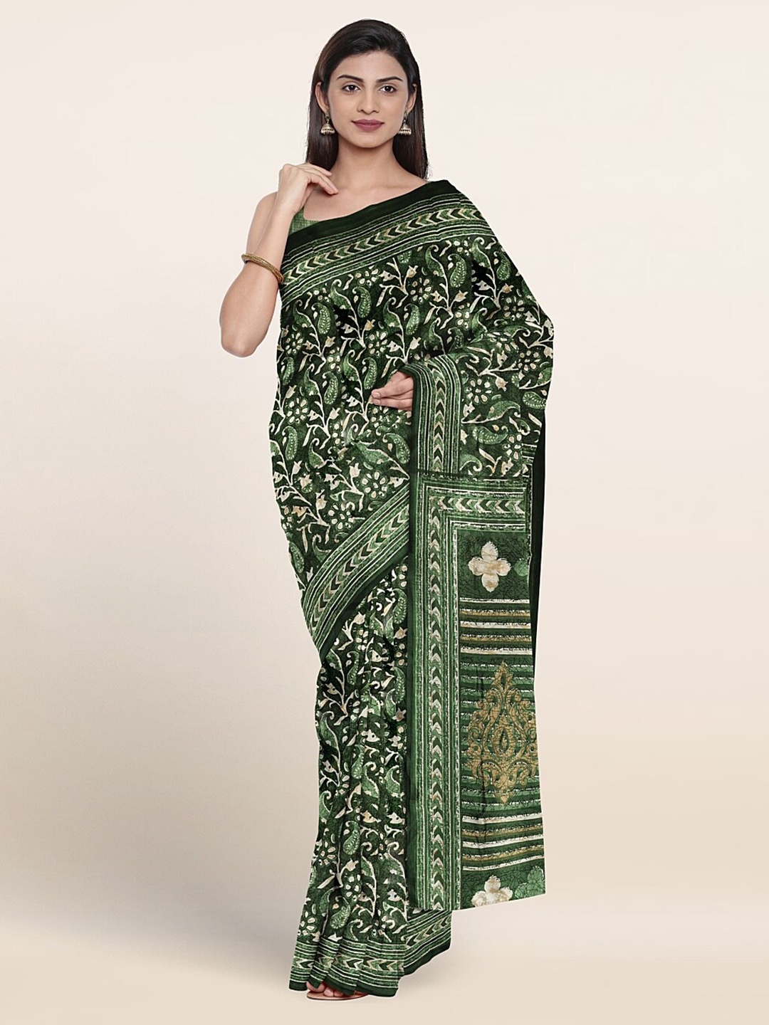 

Pothys Ethnic Motifs Printed Saree, Green