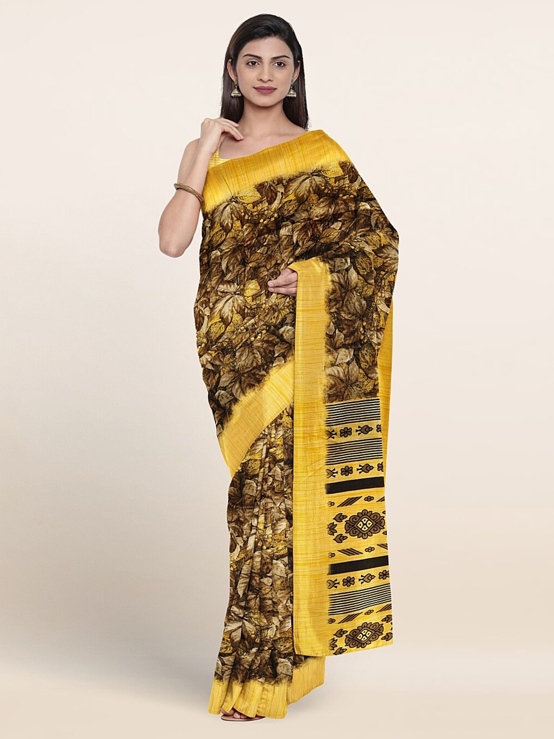 

Pothys Floral Printed Saree, Brown