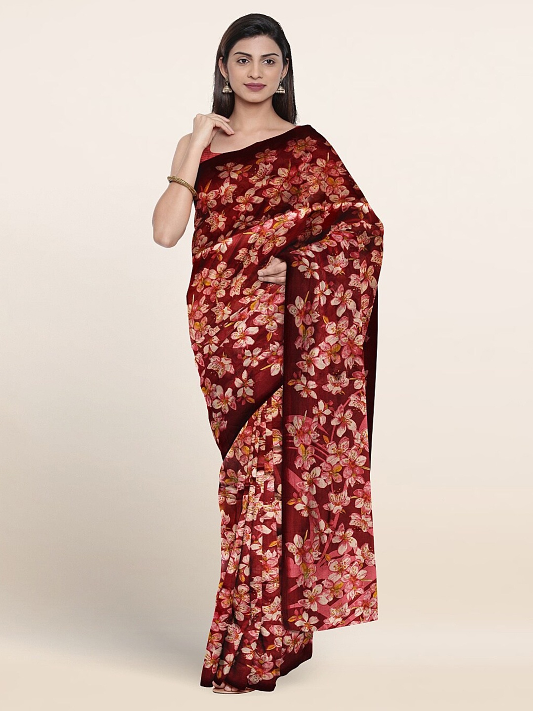 

Pothys Floral Printed Saree, Maroon