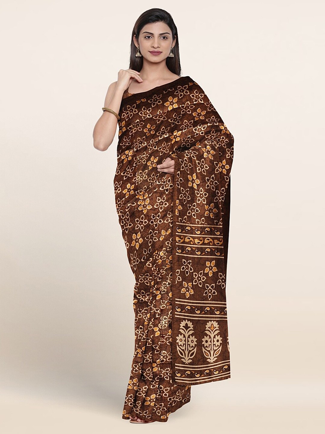 

Pothys Ethnic Motifs Printed Saree, Brown