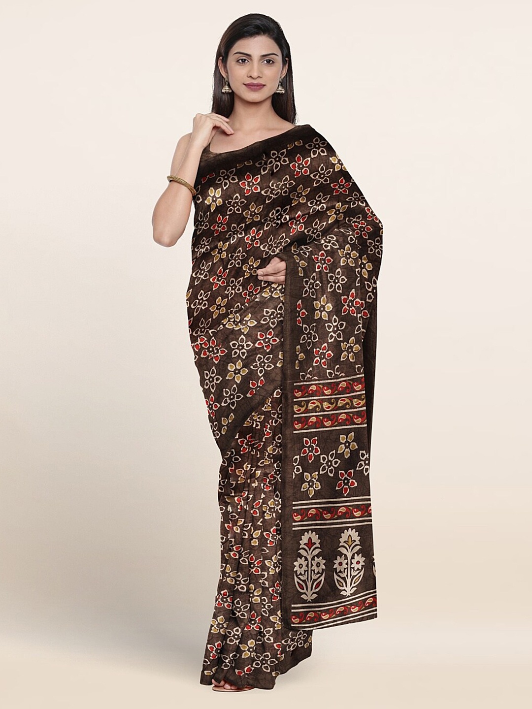 

Pothys Ethnic Motifs Printed Saree, Brown