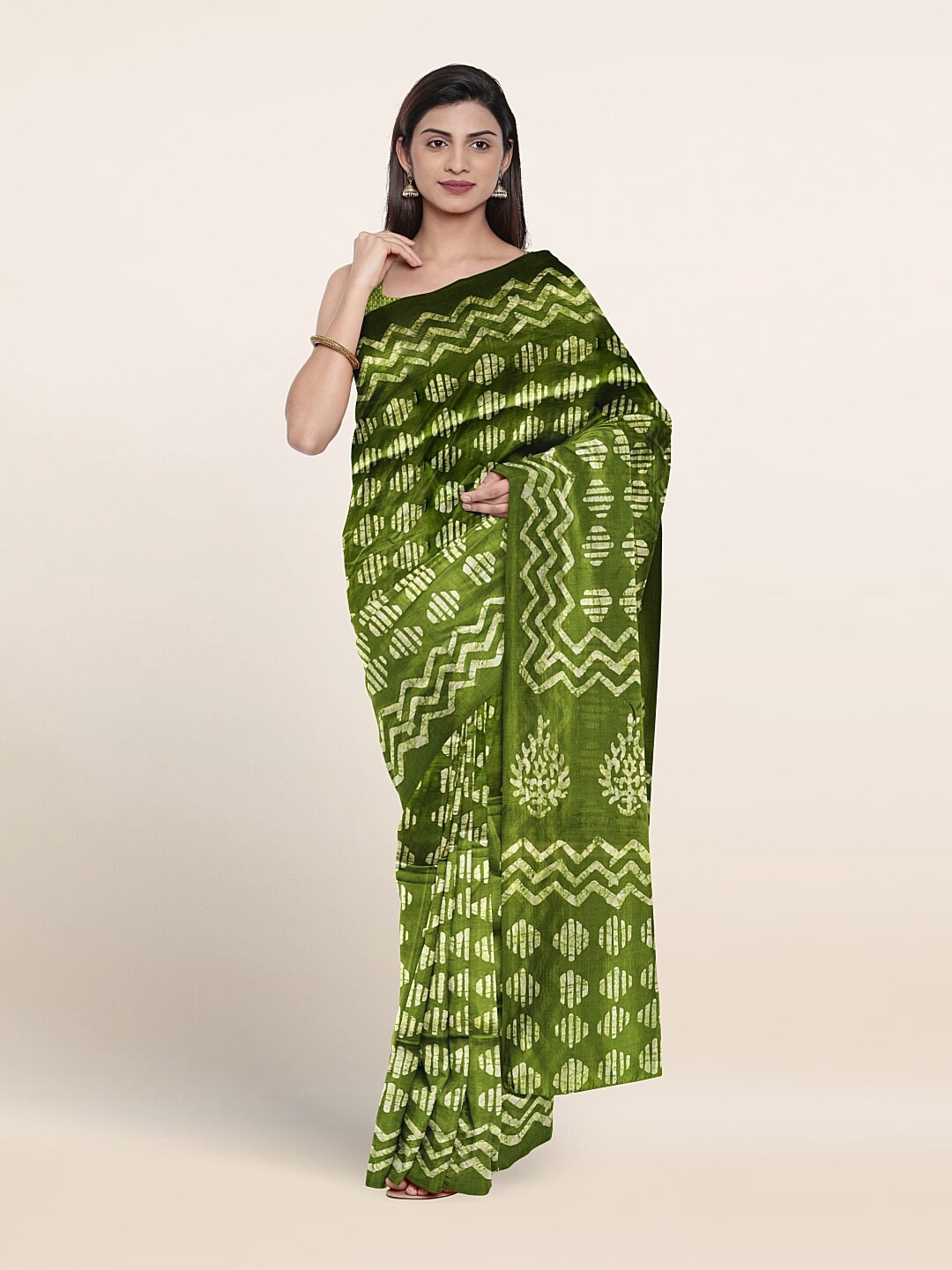 

Pothys Ethnic Motif Printed Saree, Green