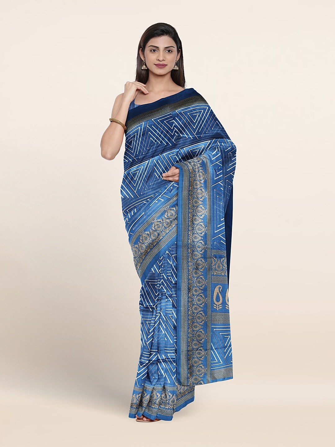 

Pothys Ethnic Motifs Printed Saree, Blue