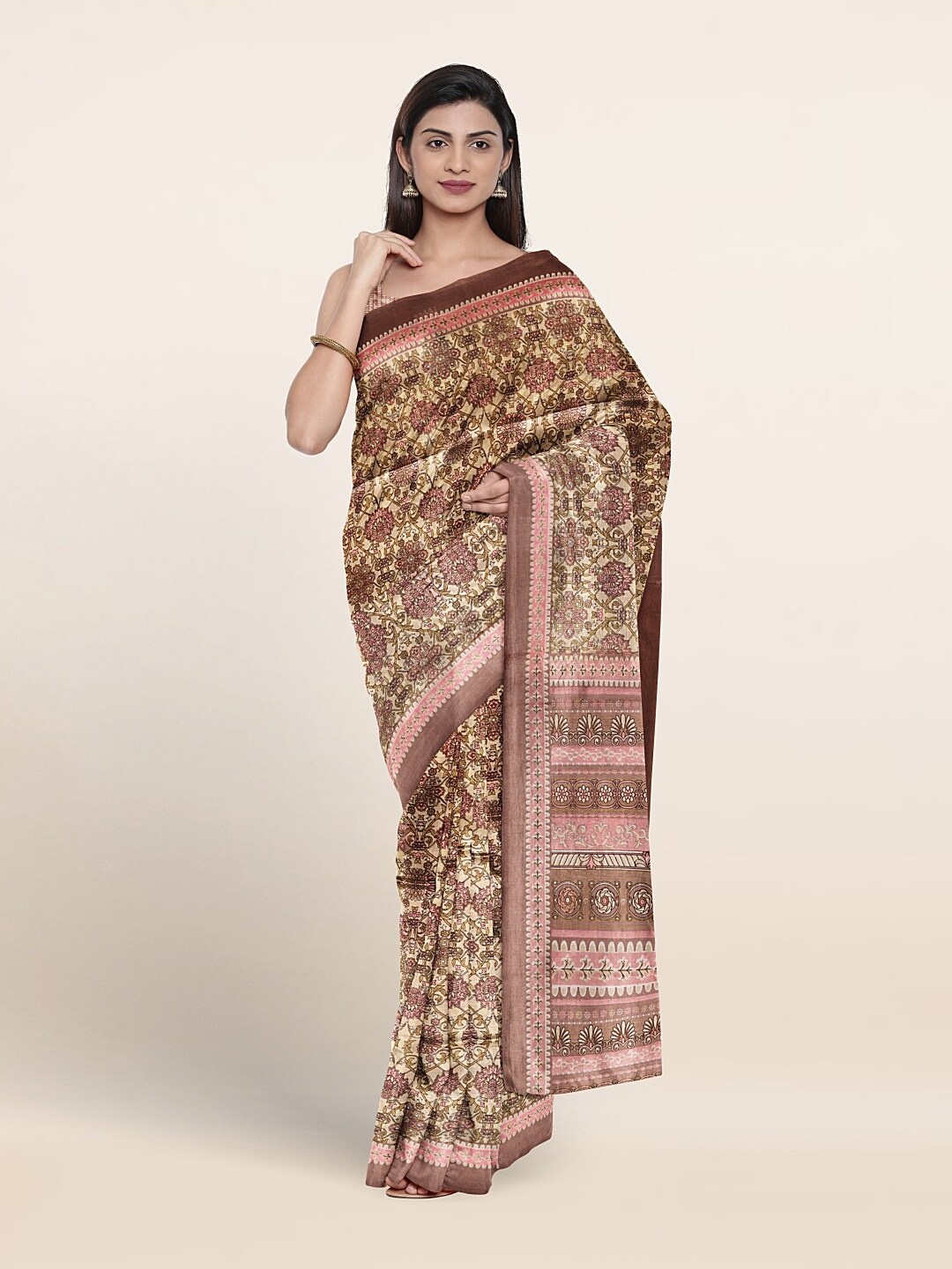 

Pothys Ethnic Motifs Printed Saree, Cream
