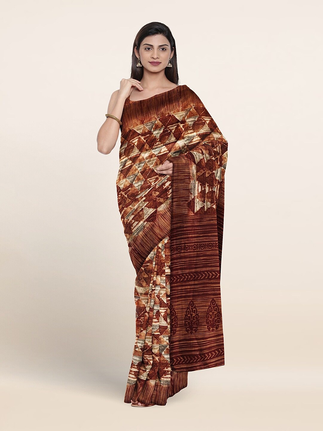 

Pothys Abstract Printed Saree, Brown