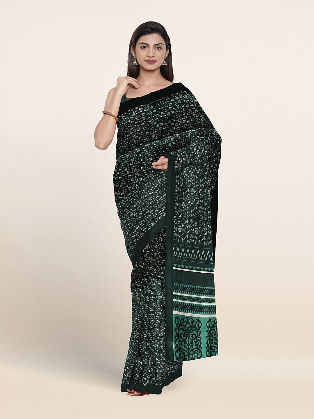 

Pothys Ethnic Motifs Printed Saree, Green