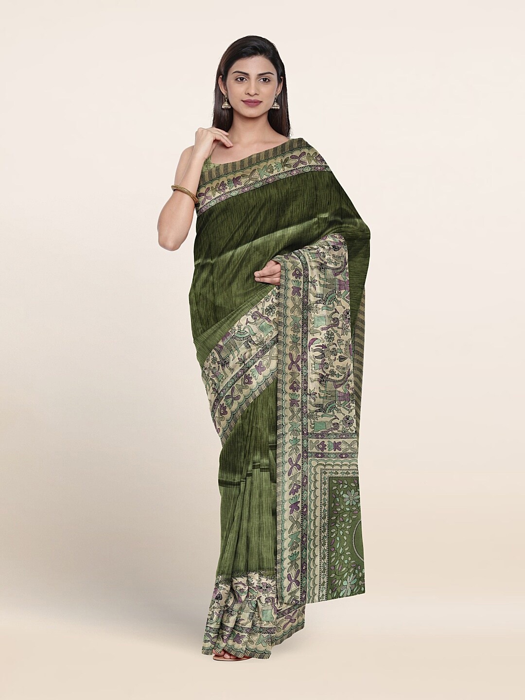 

Pothys Ethnic Motifs Printed Saree, Green