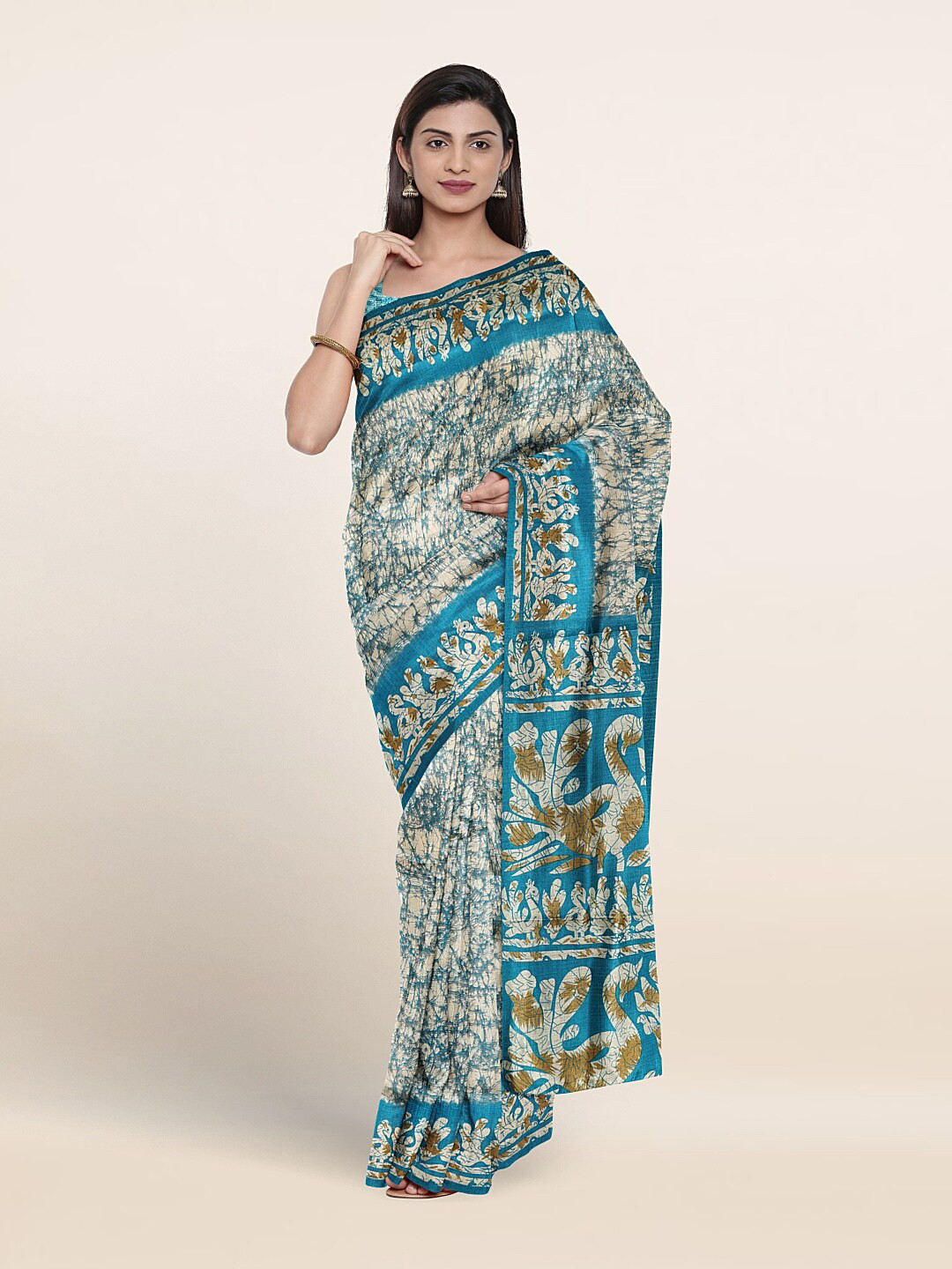 

Pothys Abstract Printed Saree, Cream