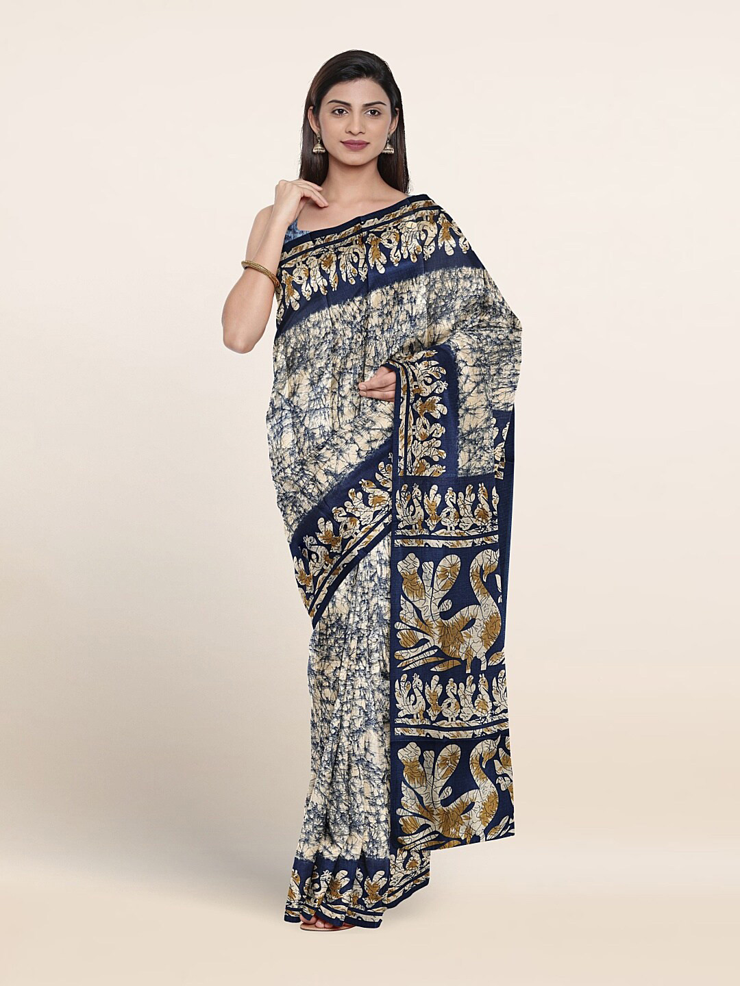 

Pothys Abstract Printed Saree, Cream