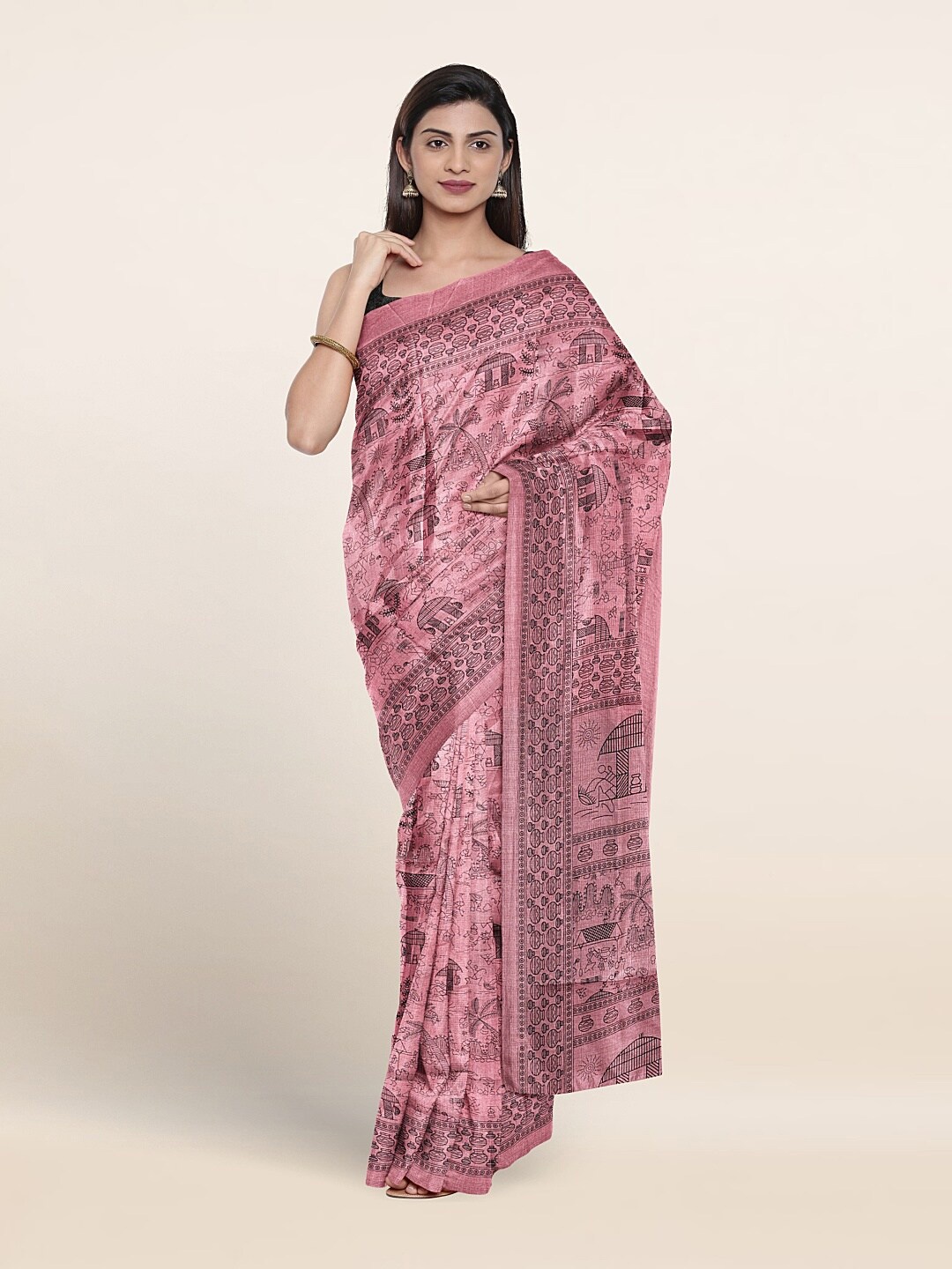 

Pothys Ethnic Motifs Printed Saree, Pink