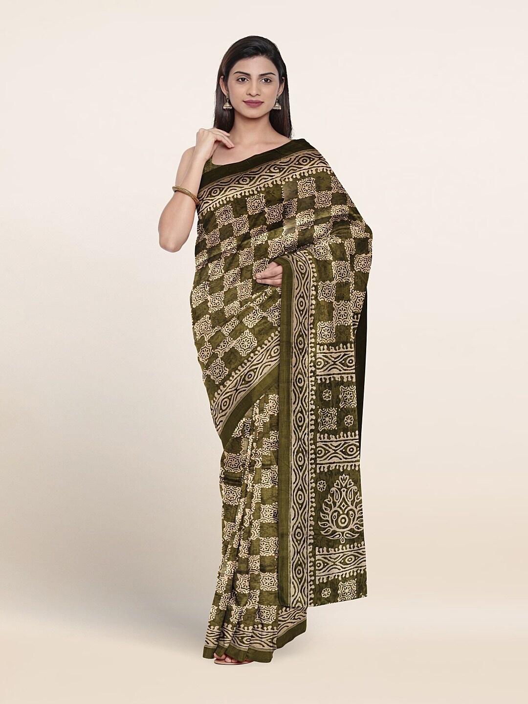 

Pothys Ethnic Motifs Printed Saree, Green