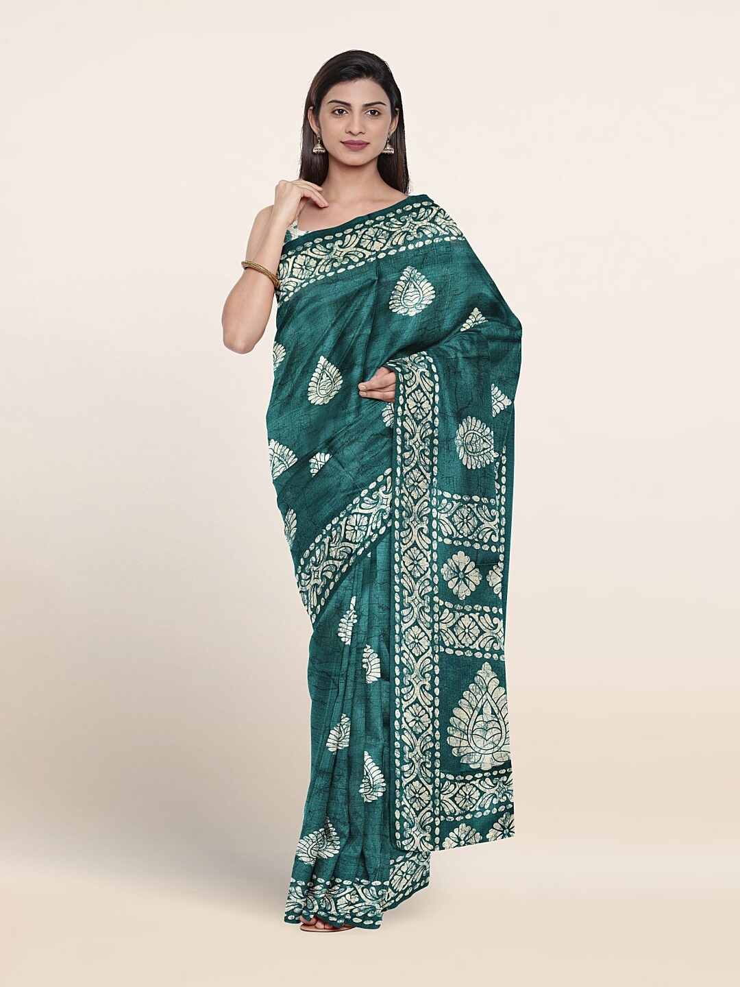 

Pothys Ethnic Motifs Printed Saree, Teal