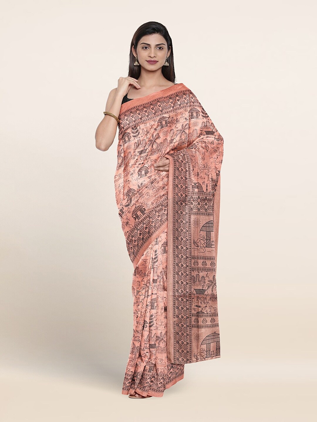 

Pothys Warli Printed Saree, Pink