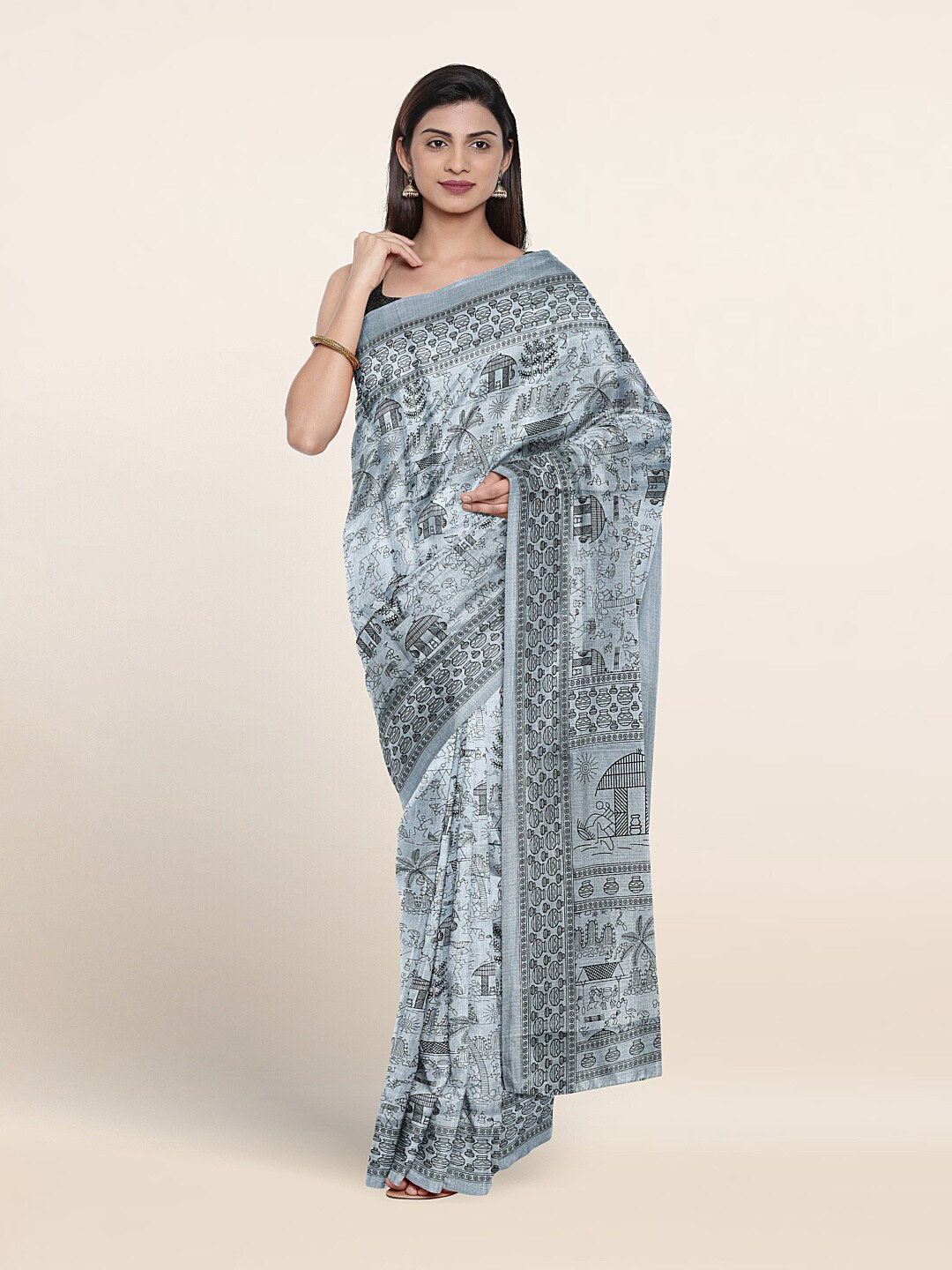 

Pothys Ethnic Motifs Printed Saree, Grey