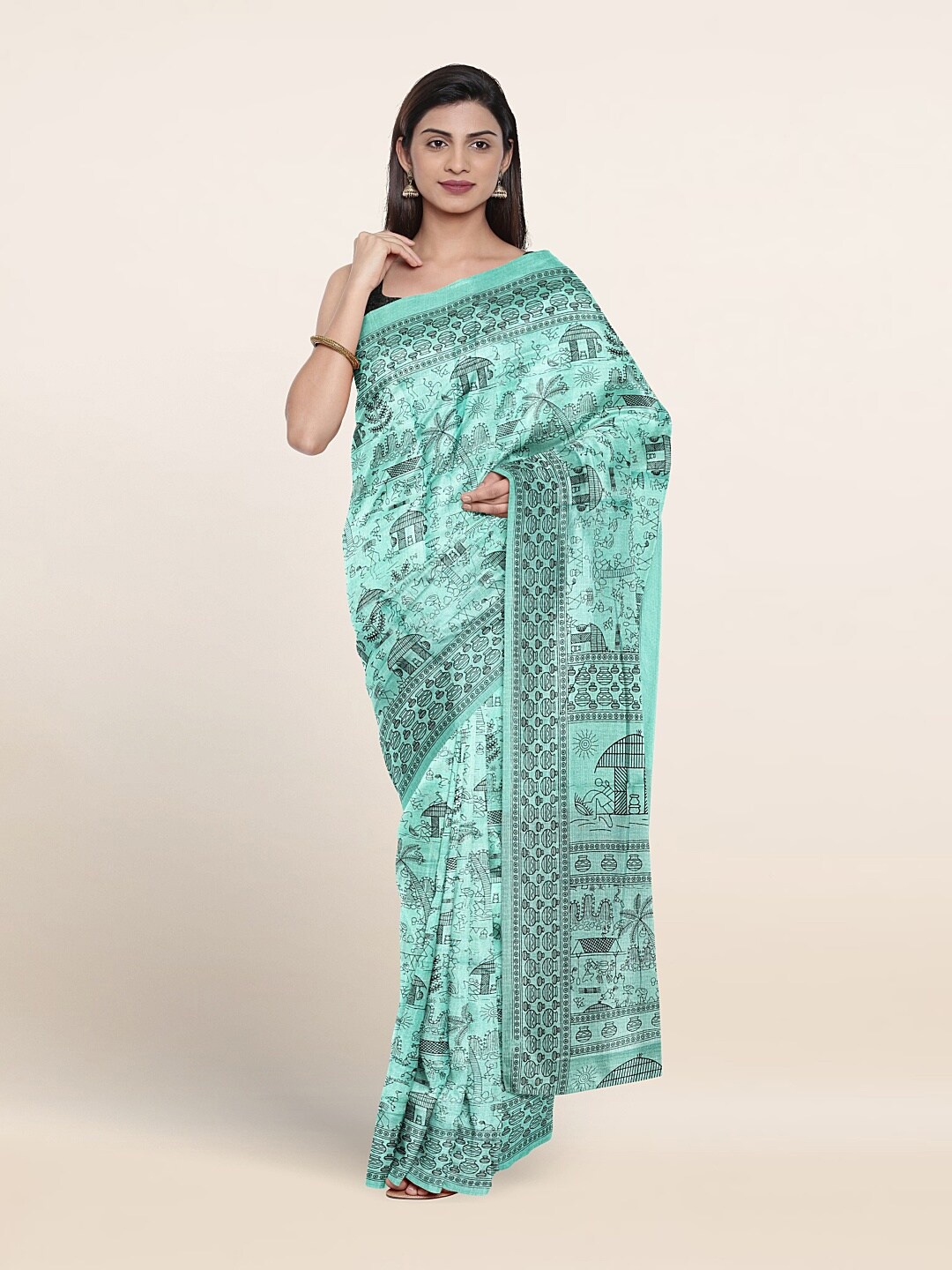 

Pothys Warli Printed Saree, Blue