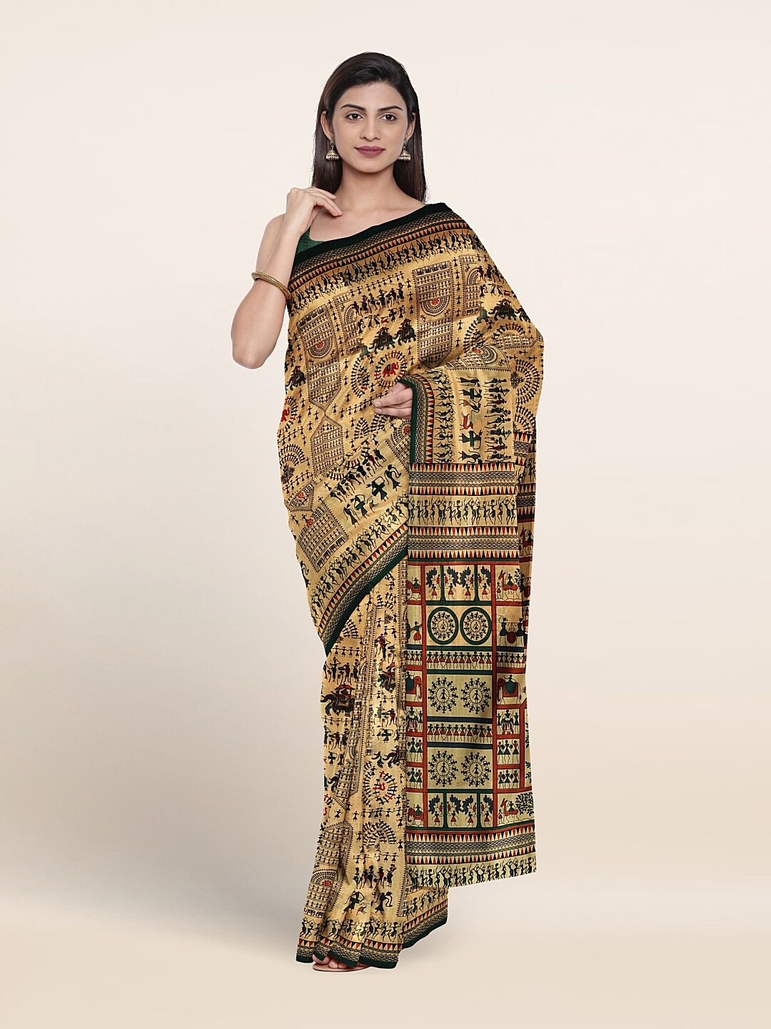 

Pothys Ethnic Motifs Printed Zari Saree, Yellow