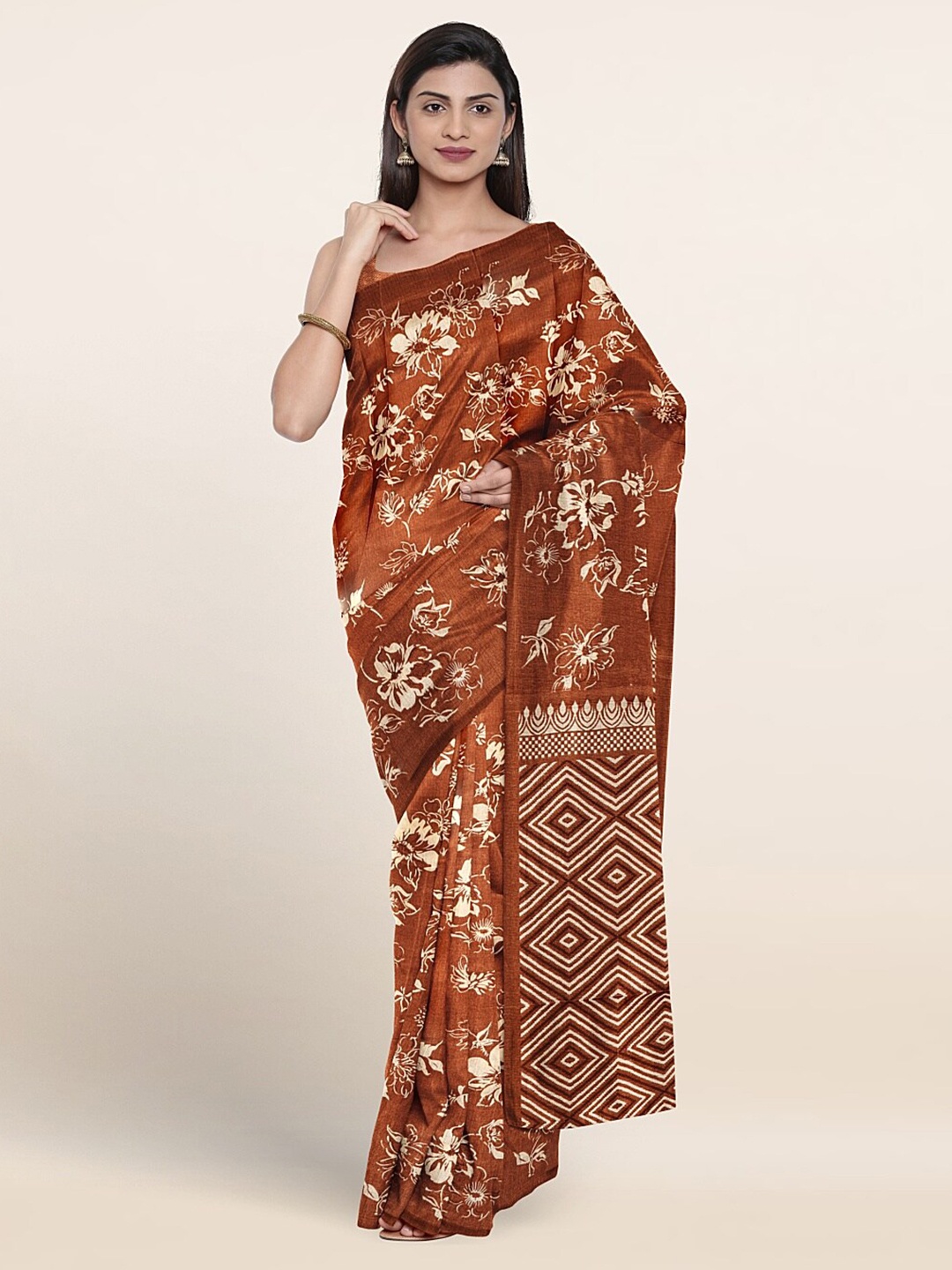 

Pothys Floral Printed Saree, Rust