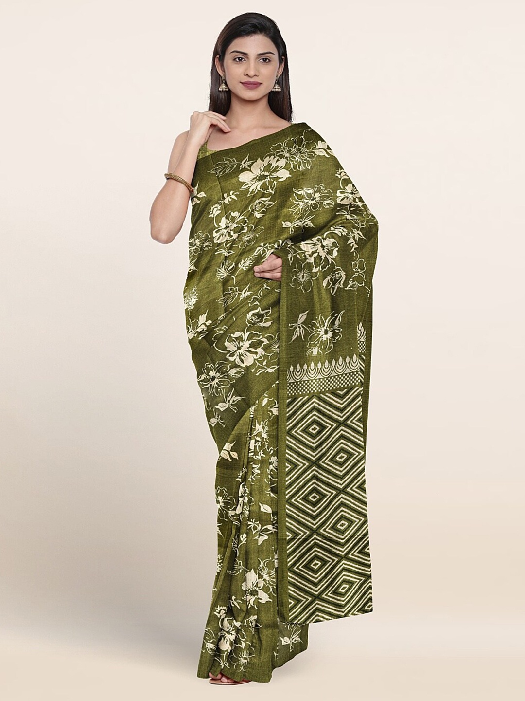 

Pothys Floral Printed Saree, Green