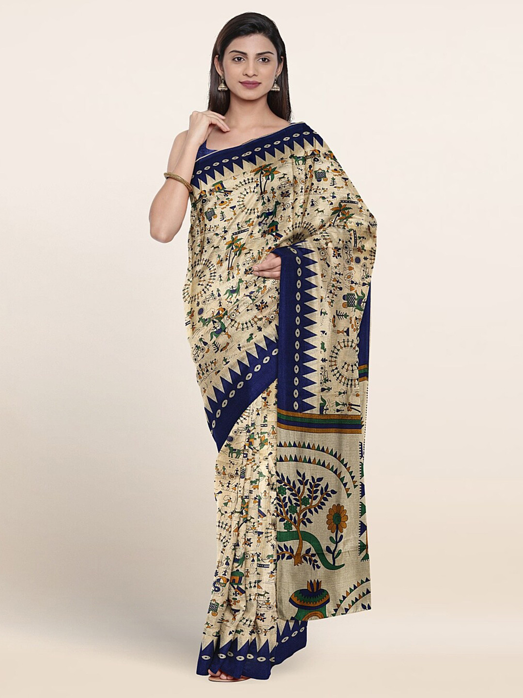 

Pothys Warli Printed Saree, Cream