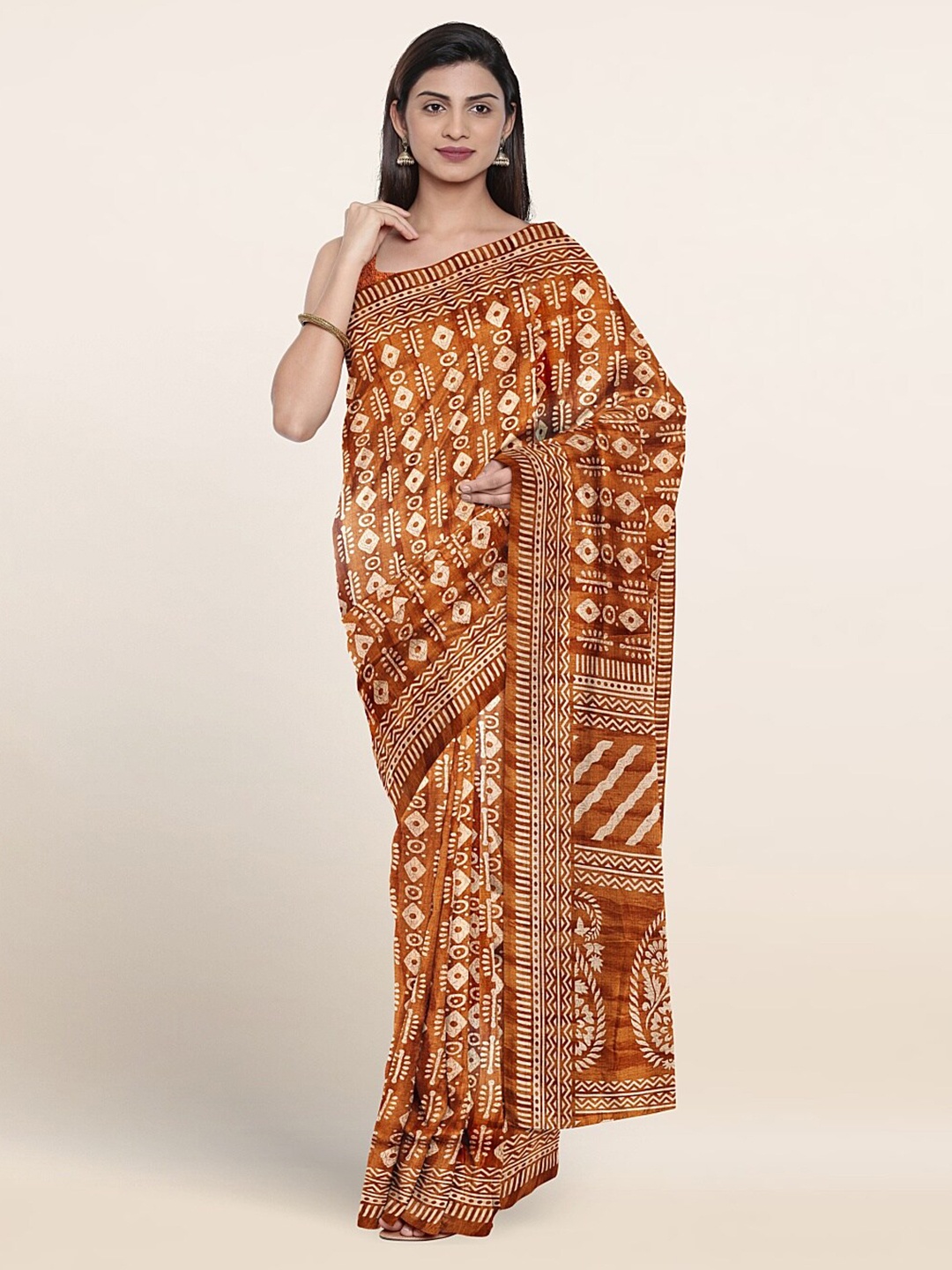 

Pothys Ethnic Motifs Printed Saree, Brown