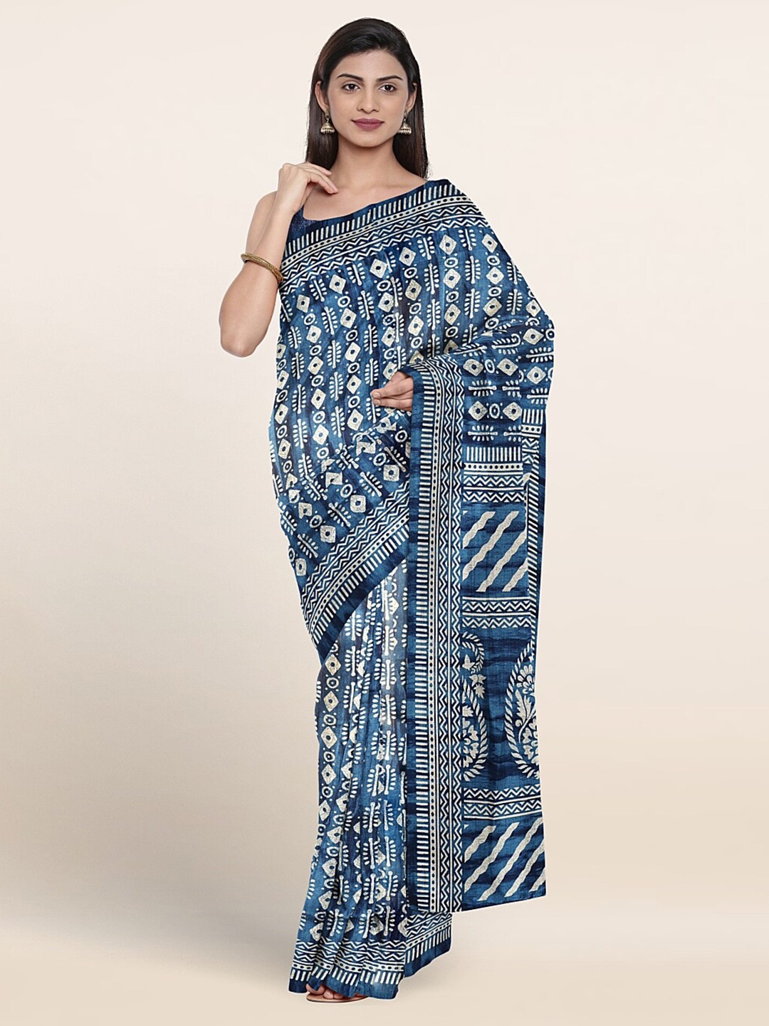 

Pothys Geometric Printed Saree, Blue