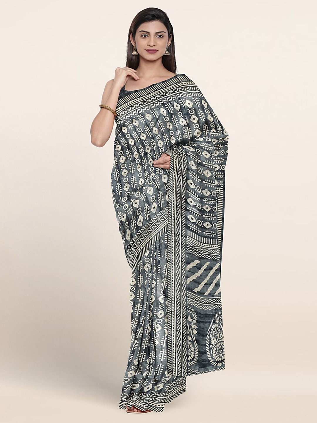 

Pothys Ethnic motifs Printed Saree, Grey