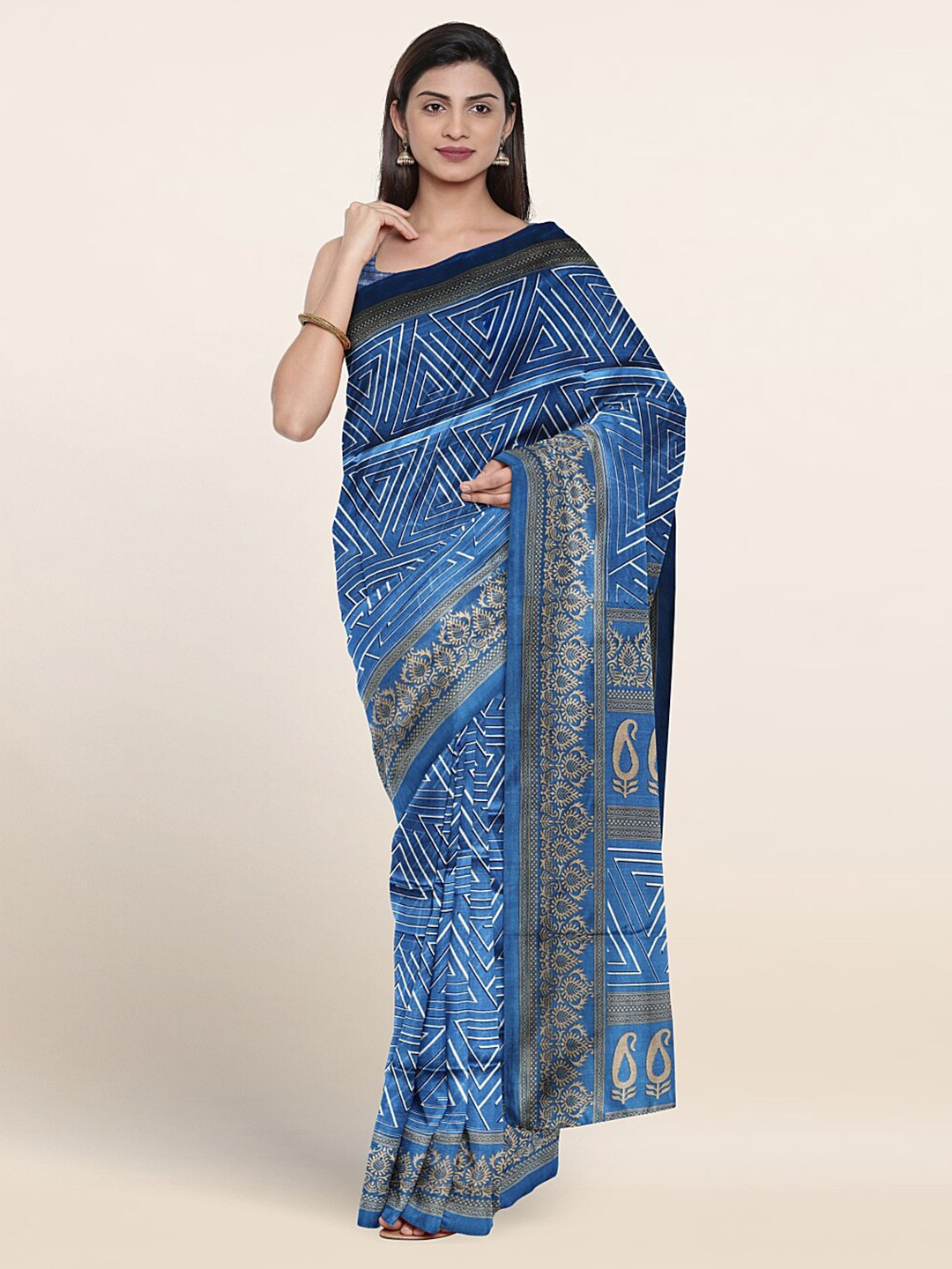 

Pothys Ethnic Motifs Printed Saree, Blue