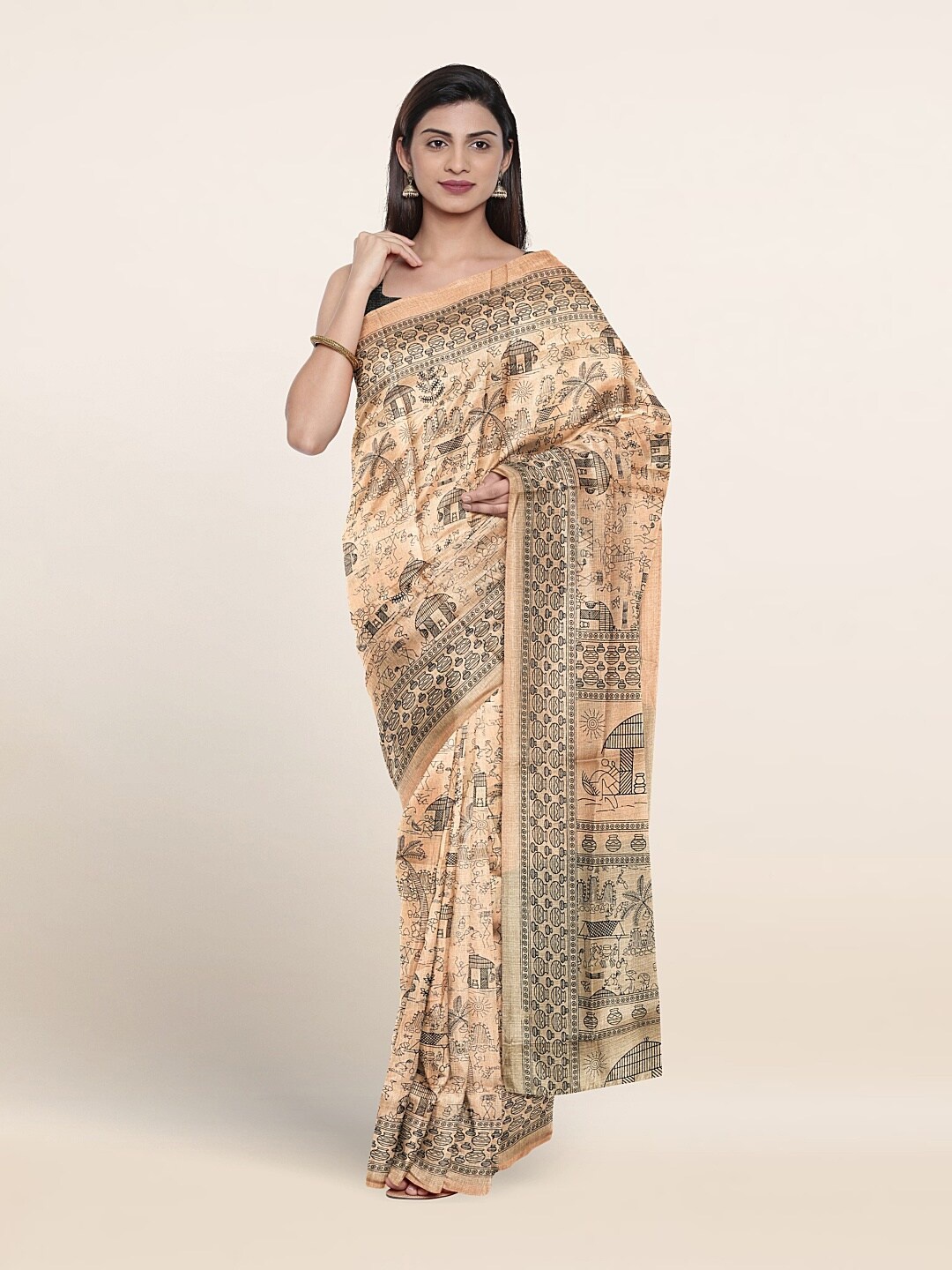 

Pothys Ethnic Motifs Printed Saree, Gold