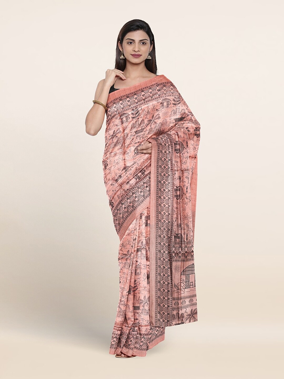 

Pothys Ethnic Motifs Printed Saree, Pink