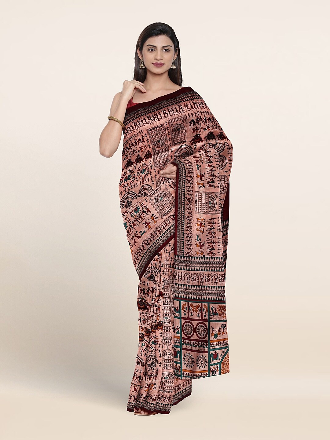 

Pothys Warli Printed Saree, Mauve