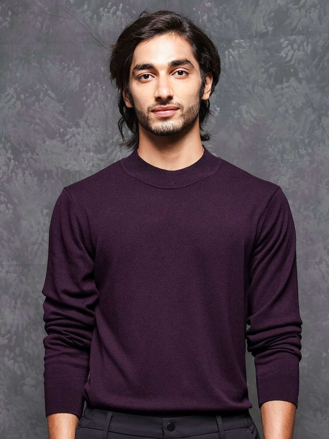 

RARE RABBIT Men Alfo 1 High Neck Sweater, Purple