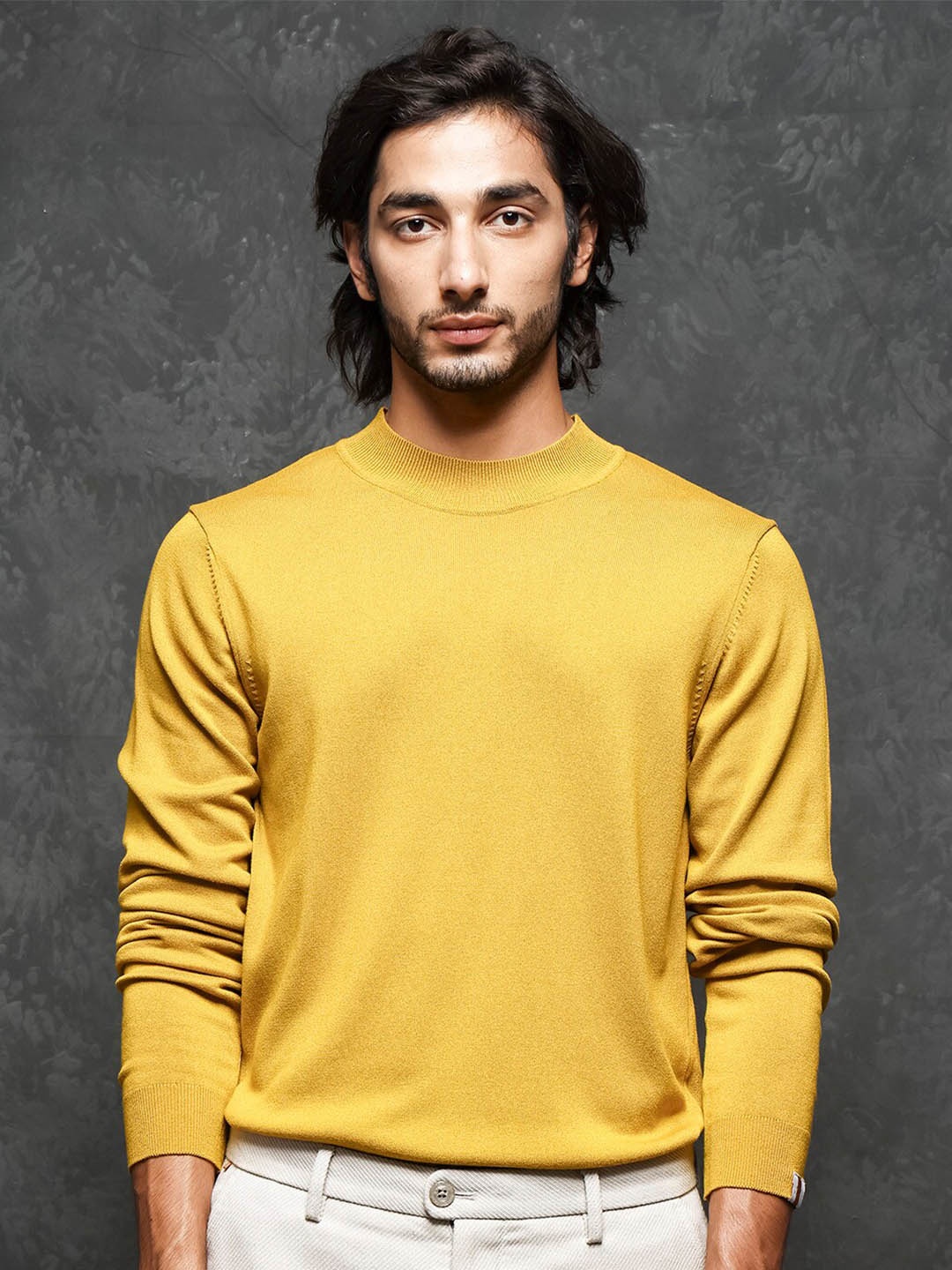 

RARE RABBIT Men Alfo 1 High Neck Sweater, Mustard