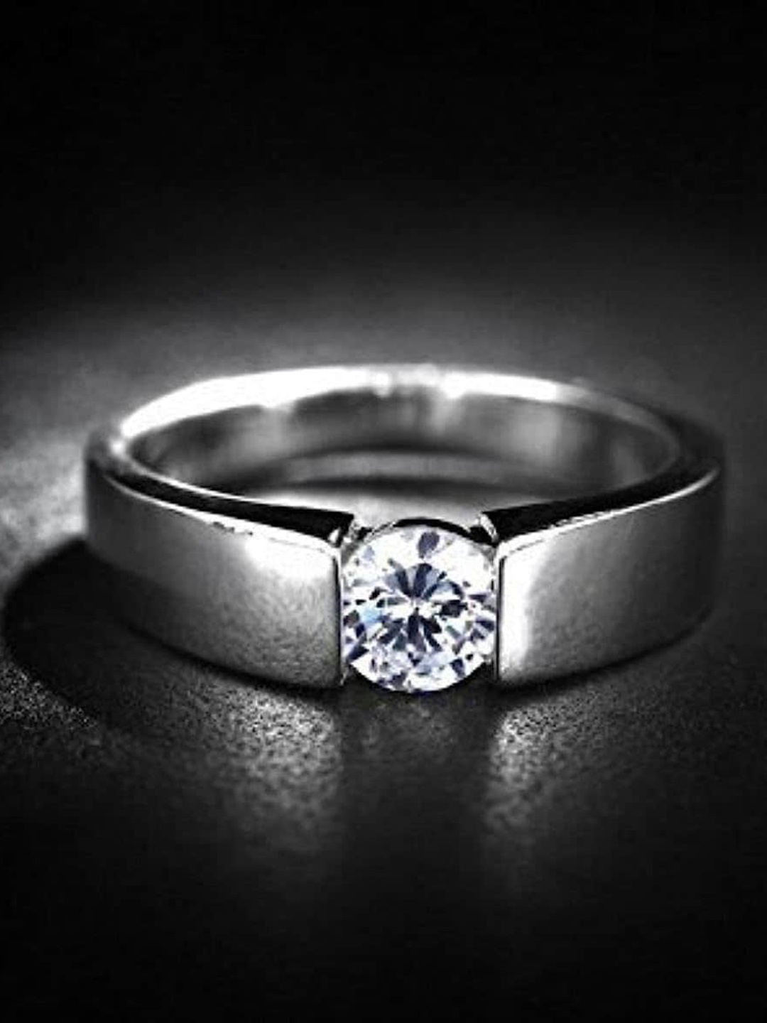 

MEENAZ Men Set Of 2 Silver-Plated AD Studded Adjustable Finger Rings