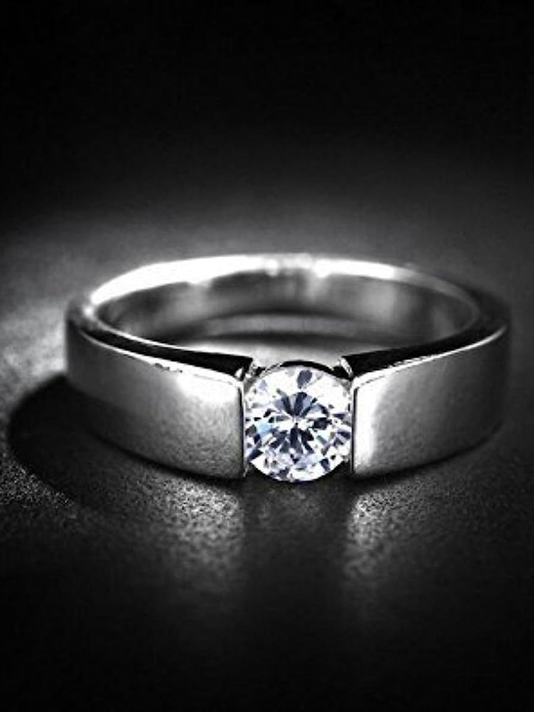 

MEENAZ Men Set Of 2 Stainless Steel Silver Plated AD Studded Adjustable Finger Rings