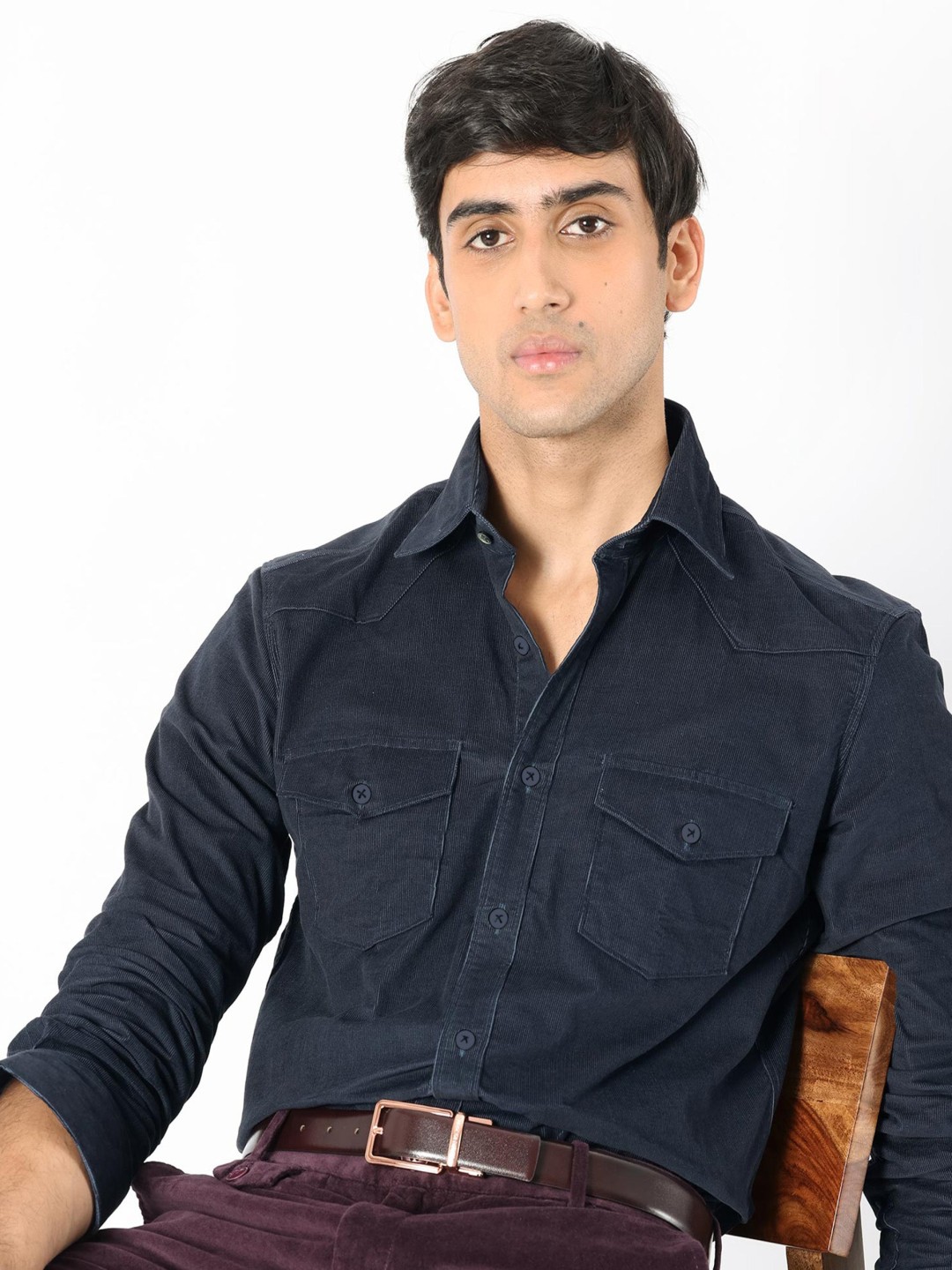 

RARE RABBIT Men Halle Slim Fit Opaque Shirt, Navy blue
