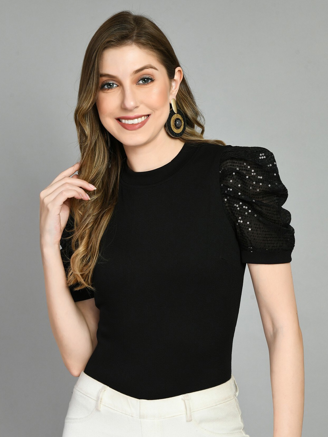 

Moshe Black Puff Sleeve Top