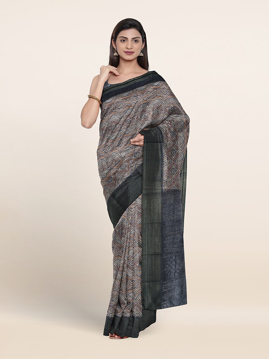 

Pothys Abstract Printed Zari Saree, Navy blue